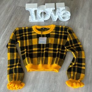 NWT Missguided Crop & Ruffle Sleeve Sweater